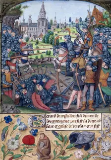 Battle between two armies, c1500. Creator: Unknown