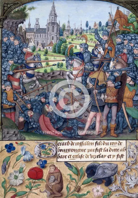 Battle between two armies, c1500. Creator: Unknown.