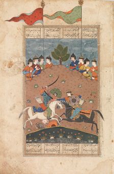 Battle, black and white horse, rider head off, c1700-1899. Creator: Unknown