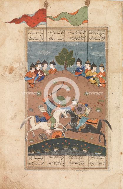 Battle, black and white horse, rider head off, c1700-1899. Creator: Unknown.
