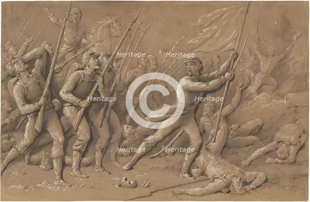 Battle Charge, 1865-1874. Creator: Hammatt Billings.