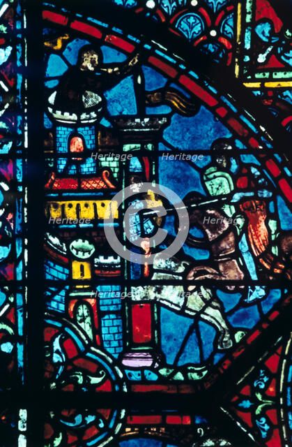 Battle for a city, stained glass, Chartres Cathedral, France, c1225. Artist: Unknown
