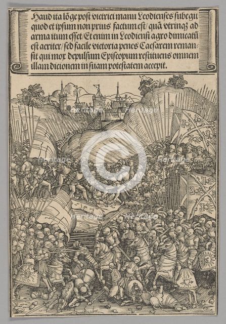 Battle for Liège, plate 8 from Historical Scenes from the Life of Emperor...printed c. 1520. Creator: Wolf Traut.