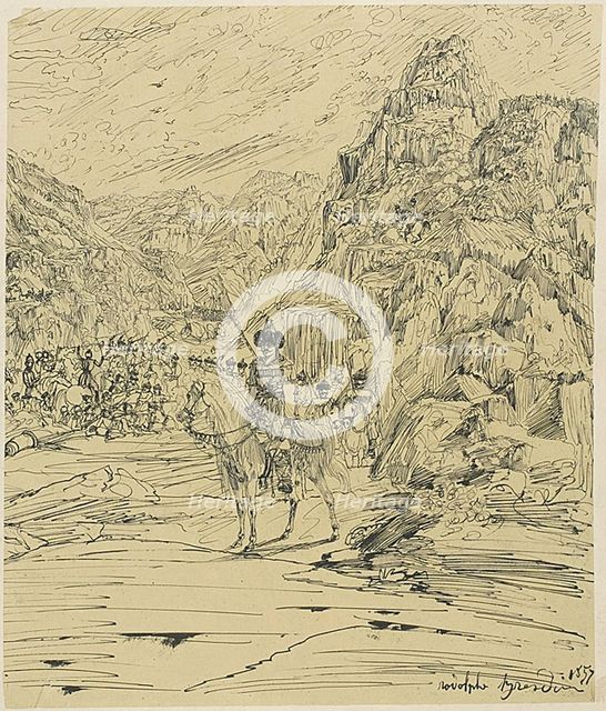 Battle in the Mountains, 1857. Creator: Rodolphe Bresdin.