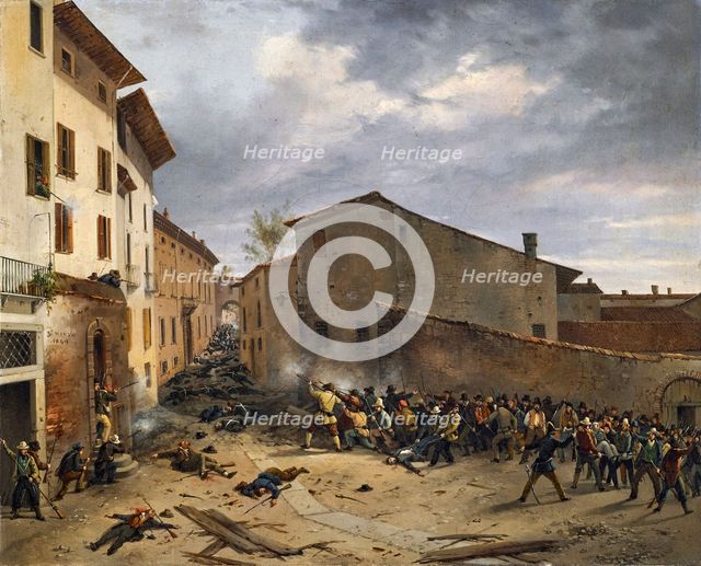 Battle in the Piazzetta dell'Albera on March 23, 1849, 1849. Creator: Joli, Faustino (1814-1876).
