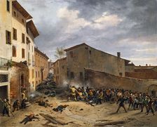 Battle in the Piazzetta dell'Albera on March 23, 1849, 1849. Creator: Joli, Faustino (1814-1876)