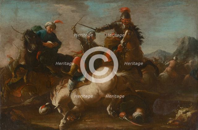 Battle Scene, 1748-1753. Creators: Unknown, Circle of August Querfurt.