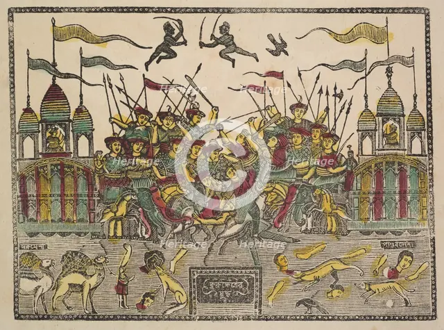 Battle Scene, 1800s. Creator: Shri Gobinda Chandra Roy.