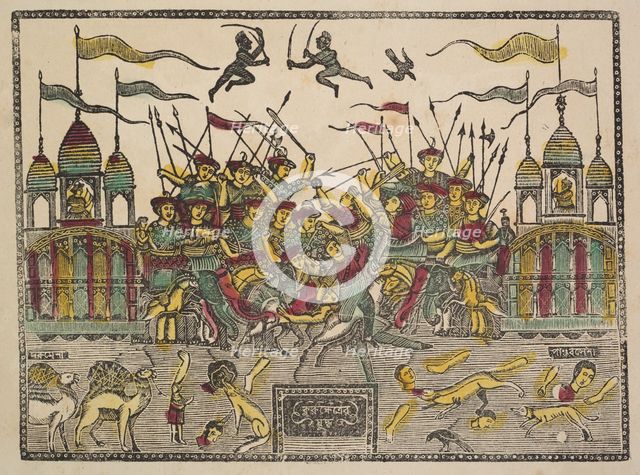Battle Scene, 1800s. Creator: Shri Gobinda Chandra Roy.