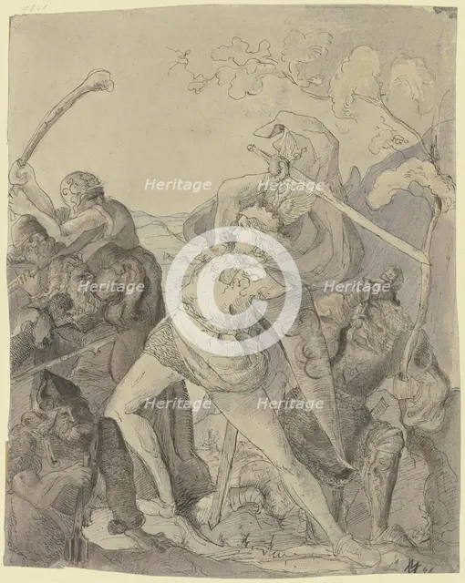 Battle scene, 1846. Creator: Victor Muller.