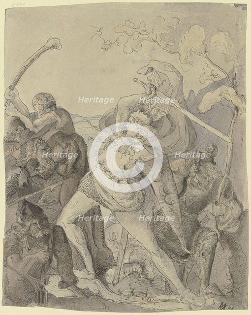 Battle scene, 1846. Creator: Victor Muller.