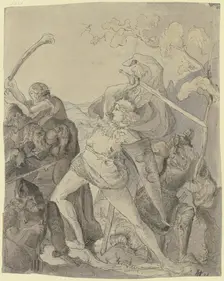 Battle scene, 1846. Creator: Victor Muller
