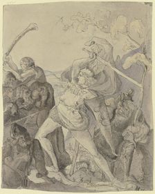 Battle scene, 1846. Creator: Victor Muller