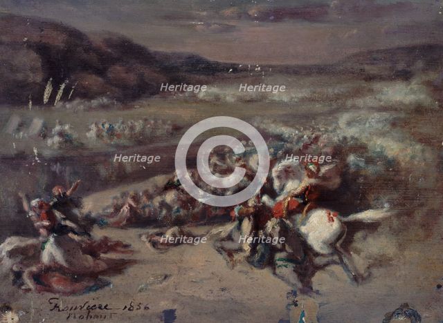 Battle scene, 1856. Creator: Philibert Rouviere.