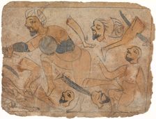 Battle Scene, 13th century. Creator: Unknown