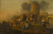 Battle scene (Battle outside the city walls), c1650. Creator: J. von Lochteren