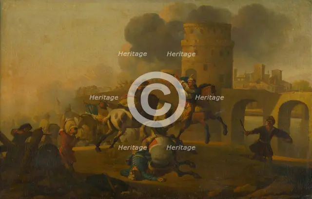 Battle scene (Battle outside the city walls), c1650. Creator: J. von Lochteren.