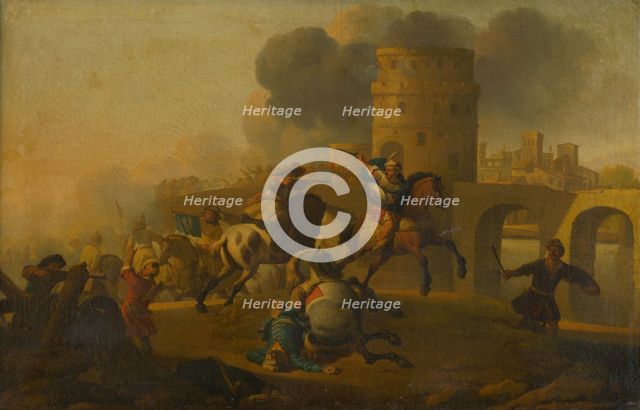 Battle scene (Battle outside the city walls), c1650. Creator: J. von Lochteren.