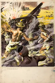 Battle scene, between 1939 and 1946. Creators: Central Office of Information, John Nunney