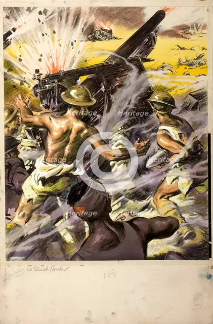 Battle scene, between 1939 and 1946. Creators: Central Office of Information, John Nunney.