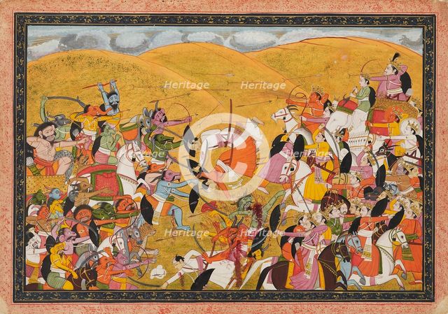 Battle scene between armies of devas and asuras, early 19th century. Artist: Unknown.