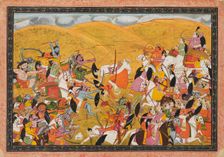 Battle scene between armies of devas and asuras, early 19th century