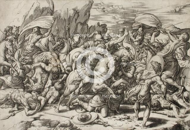 Battle Scene, c1526. Creators: Giovanni Jacopo Caraglio, Raphael.