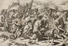 Battle Scene, c1526. Creators: Giovanni Jacopo Caraglio, Raphael