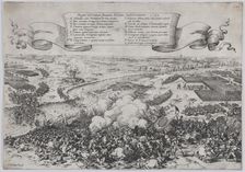 Battle scene: forces led by William of Orange crossing the Gete River to attack the Duke o..., 1632. Creator: Johann Wilhelm Baur