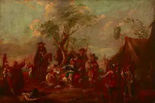 Battle Scene-In the Military Camp, 18th century. Creator: Unknown