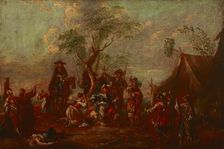 Battle Scene-In the Military Camp, 18th century. Creator: Unknown