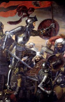 Battle scene in which the capture of the walled enclosure of Montefrío is represented bypart of …