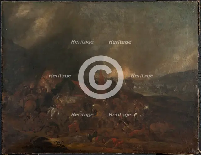 Battle scene, late 17th-early 18th century. Creator: Johann Philip Lemke.