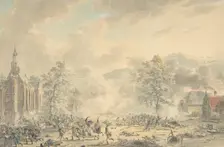 Battle Scene with Church at left, ca. 1790-1800. Creator: Dirk Langendijk