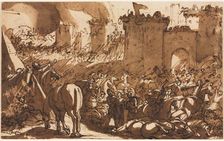 Battle Scene with a Fort, first third 17th century?. Creator: Antonio Tempesta (Italian, 1555-1630)