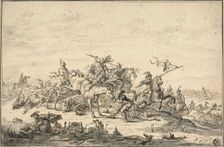 Battle Scene with Horsemen, 1658. Creator: Zacharias Blijhooft