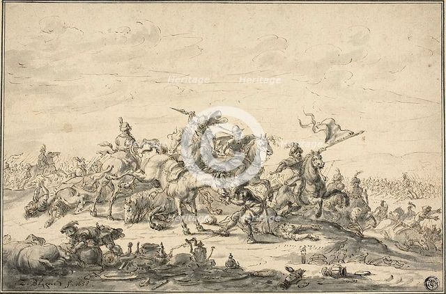 Battle Scene with Horsemen, 1658. Creator: Zacharias Blijhooft.