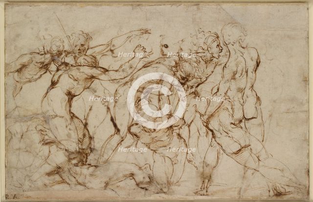 Battle Scene with Prisoners being pinioned, cearly 16th century. Artist: Raphael.