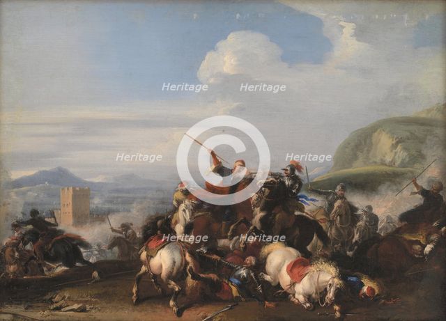Battle Scene with Turkish Cavalry, 1636-1675. Creator: Jacques Courtois.