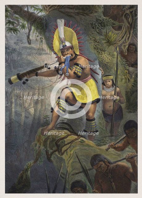 Battle signal of the Coroados (Bororo). Illustration from Voyage pittoresque et historique au Brésil