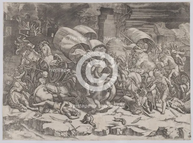Battle with a Cutlass, 1530-31. Creator: Agostino Veneziano.