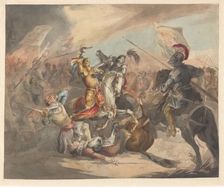 Battle with knights, 1842-1850. Creator: Roeland Christiaan Korthals