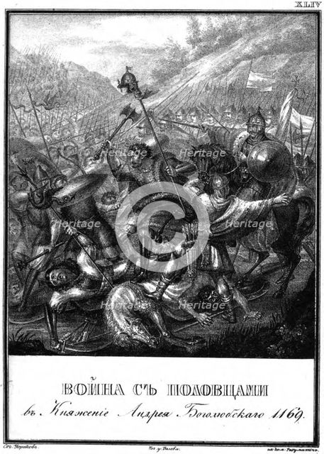 Battle with the Polovtsians at the Time of Andrei Bogolyubsky, 1169 (From Illustrated Karamzin), 1 Artist: Chorikov, Boris Artemyevich (1802-1866)