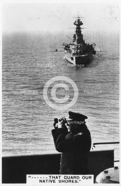 Battlecruiser HMS 'Hood' during spring exercises, 1937. Artist: Unknown