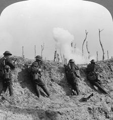 Battlefield scene, Passchendaele, Belgium, World War I, 1914-1918.Artist: Realistic Travels Publishers