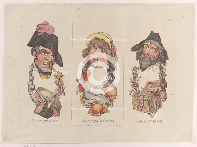 Battleorum, Billingsgatina, Trafficorum, August 15, 1800., August 15, 1800. Creator: Thomas Rowlandson.