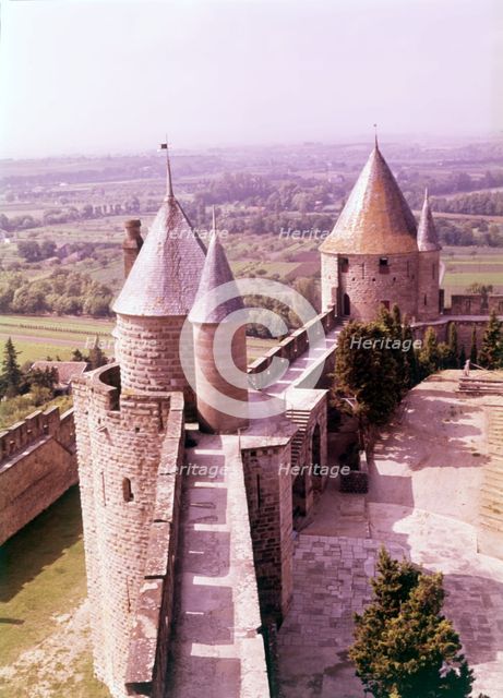 Battlements, Carcassonne, France, c1955. Creator: Arthur Charles Kirby Ware.