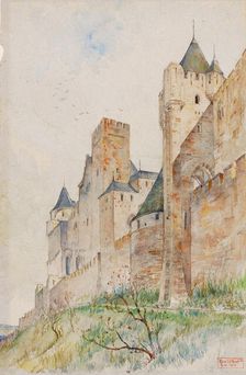 Battlements of Carcassonne, France, 1913. Creator: Cass Gilbert