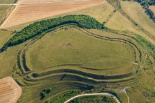 Battlesbury Hill, a multivallate Iron Age hillfort earthwork, Warminster, Wiltshire, 2022. Creator: Damian Grady