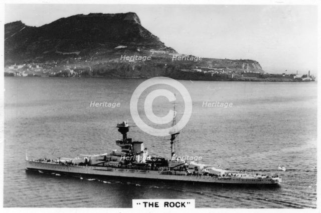 Battleship HMS 'Revenge' off Gilbralter, 1937. Artist: Unknown